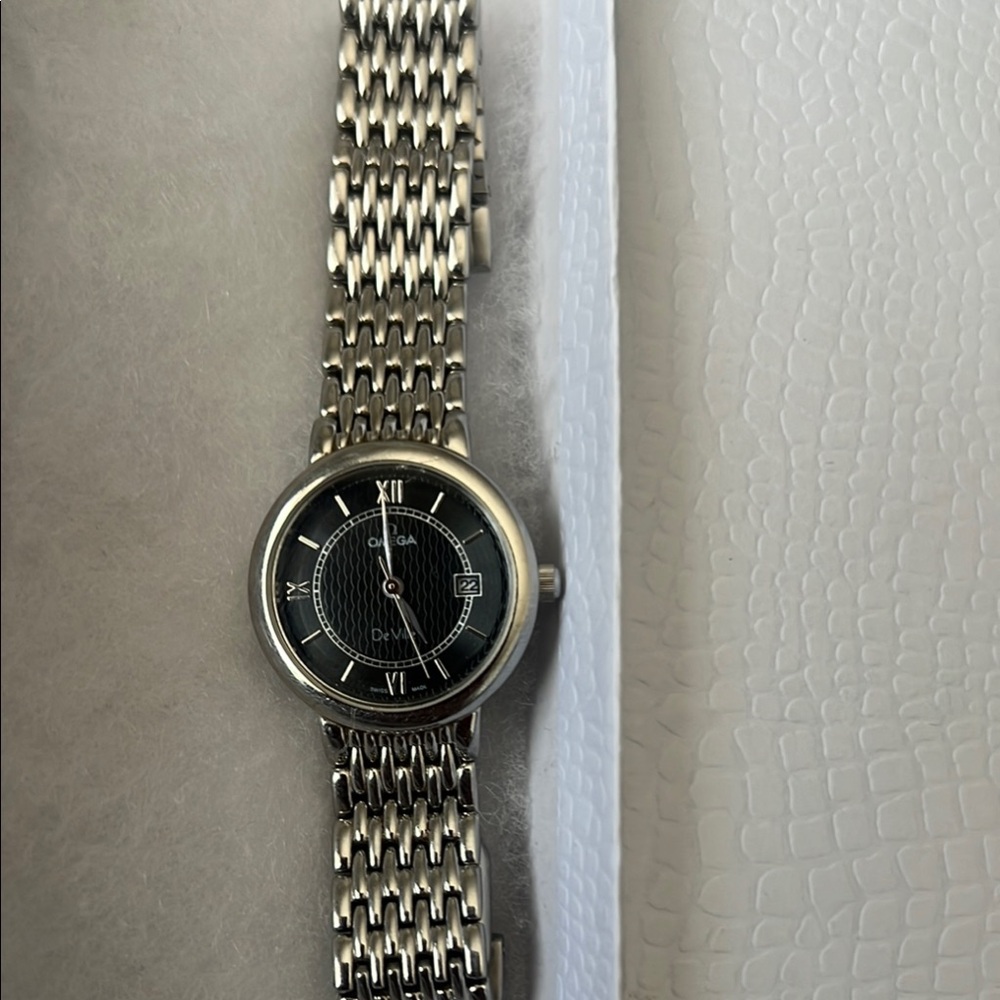 Omega DeVille Silver and Black Elegant Watch